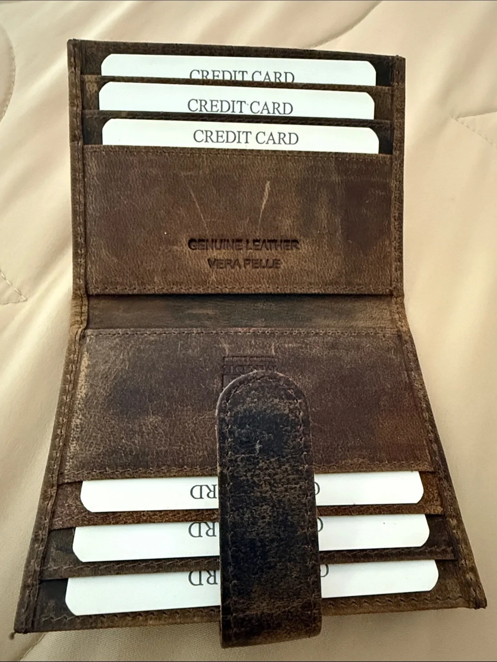 Vera Pelle Men's Brown Genuine Leather Wallet Card Holder